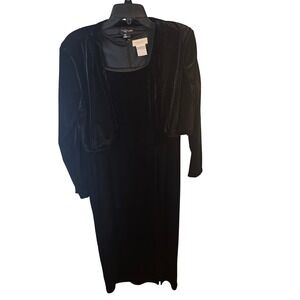 Worthington Black Velvet Dress and Bolero Jacket Set Womens Size 12 Formal Maxi